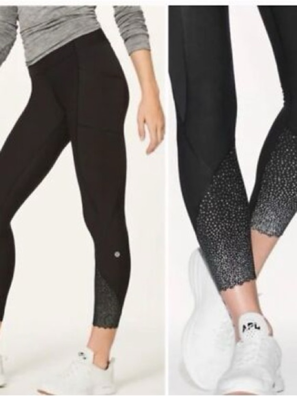 Women's Lululemon Black Silver Gray 3M Workout Yoga Tight Stuff II Tights Sz 4